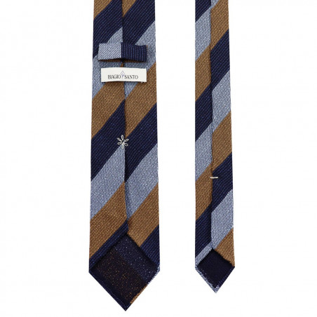 Rust, light blue and navy jacquard stripes