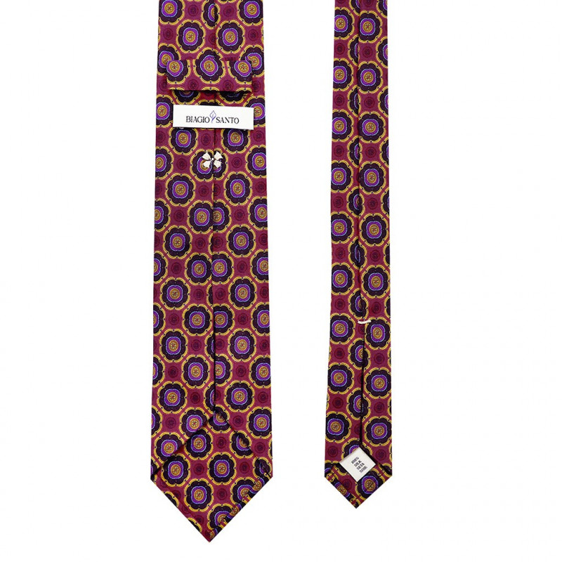 Ruby red/burgundy medallion printed on silk twill Ruby red/burgundy medallion printed on silk twill