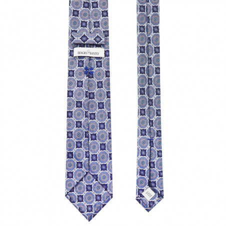 Navy/sky medallion printed on silk twill Navy/sky medallion printed on silk twill