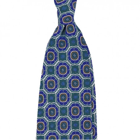 Green/royal medallion printed on silk twill Green/royal medallion printed on silk twill