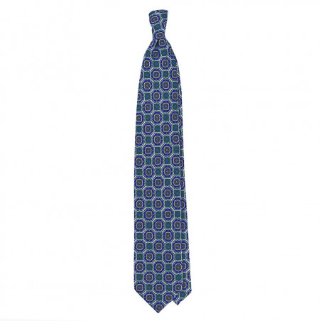Green/royal medallion printed on silk twill Green/royal medallion printed on silk twill