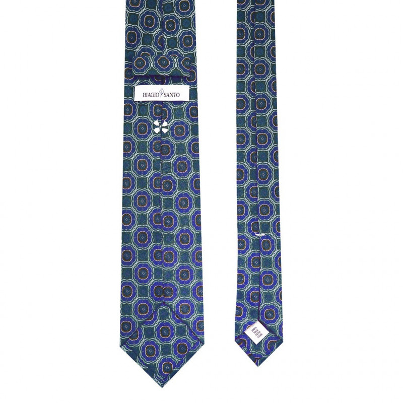 Green/royal medallion printed on silk twill Green/royal medallion printed on silk twill