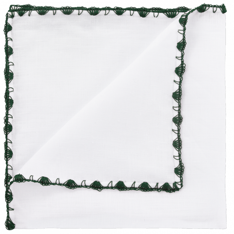Dark green pocket square with arched crochet