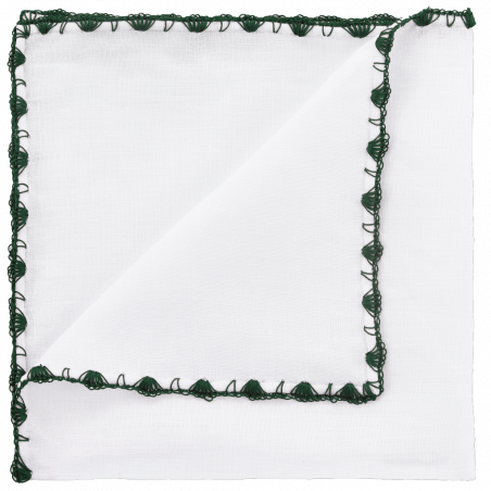 Dark green pocket square with arched crochet