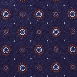Navy Flower printed tie on light wool 2