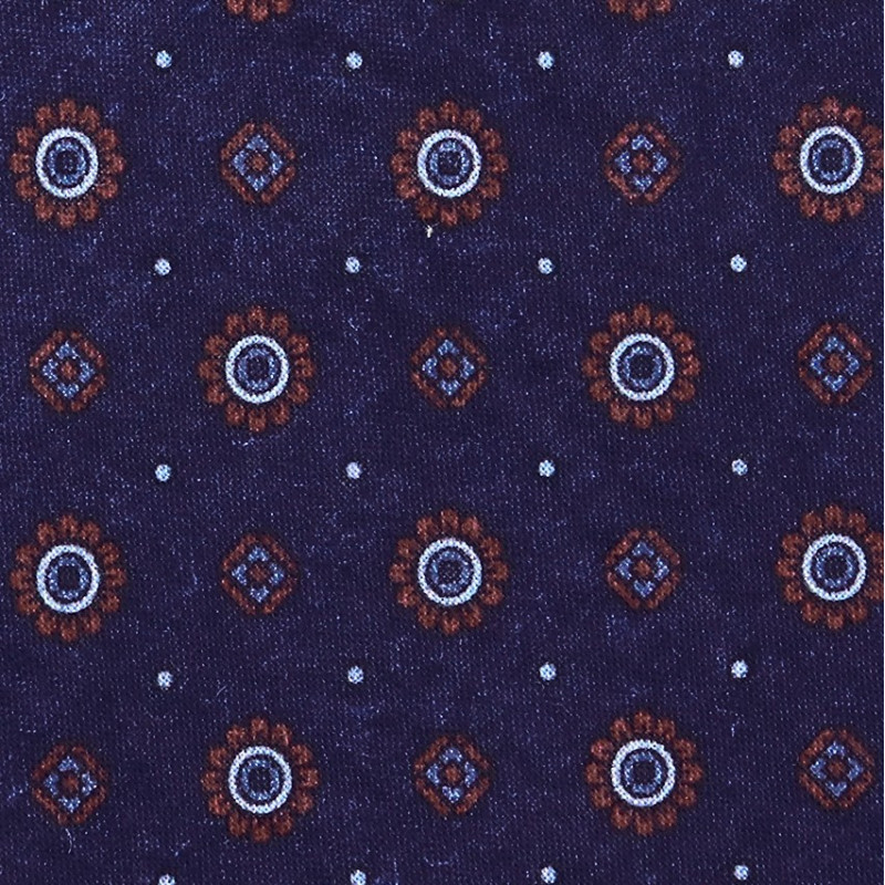 Fiore Stampa su lana leggera Navy Fiore Stampa su lana leggera Navy