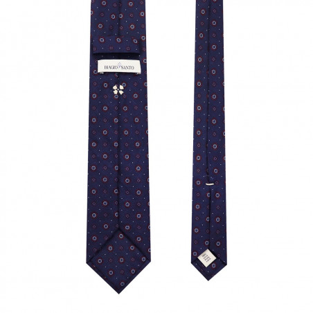 Navy Flower printed tie on light wool Navy Flower printed tie on light wool