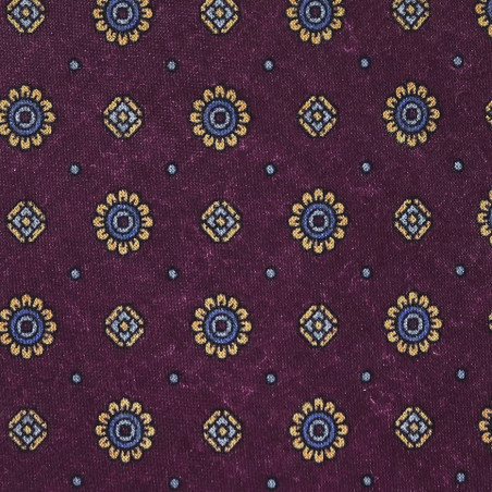 Burgundy Flower printed tie on light wool