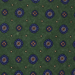 Dark green Flower printed tie on light wool 2