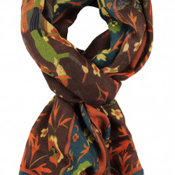 Printed Animal Wool&Cashmere Scarf - Brown 2