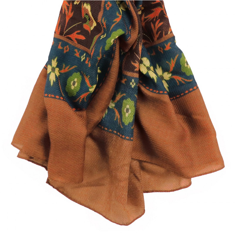 Printed Animal Wool&Cashmere Scarf - Brown