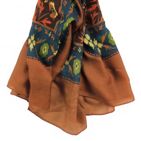 Printed Animal Wool&Cashmere Scarf - Brown
