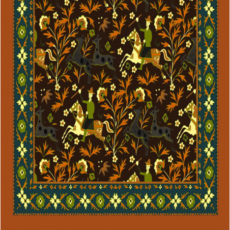 Printed Animal Wool&Cashmere Scarf - Brown