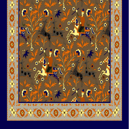 Printed Animal Wool&Cashmere Scarf - Taupe