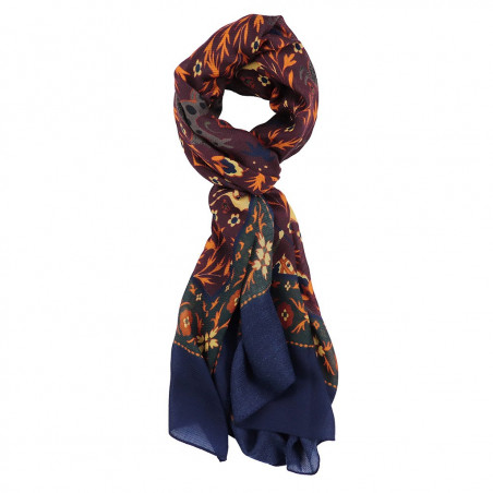 Printed Animal Wool&Cashmere Scarf - Burgundy