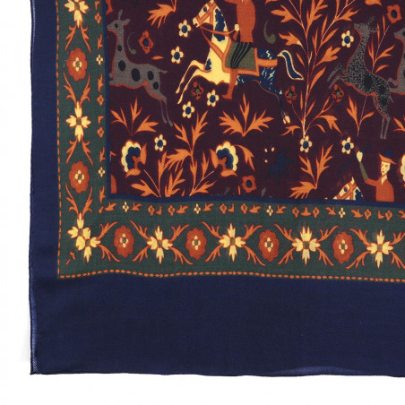 Printed Animal Wool&Cashmere Scarf - Burgundy