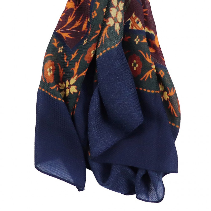Printed Animal Wool&Cashmere Scarf - Burgundy