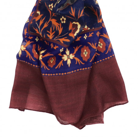 Printed Animal Wool&Cashmere Scarf - Navy Printed Animal Wool&Cashmere Scarf - Navy